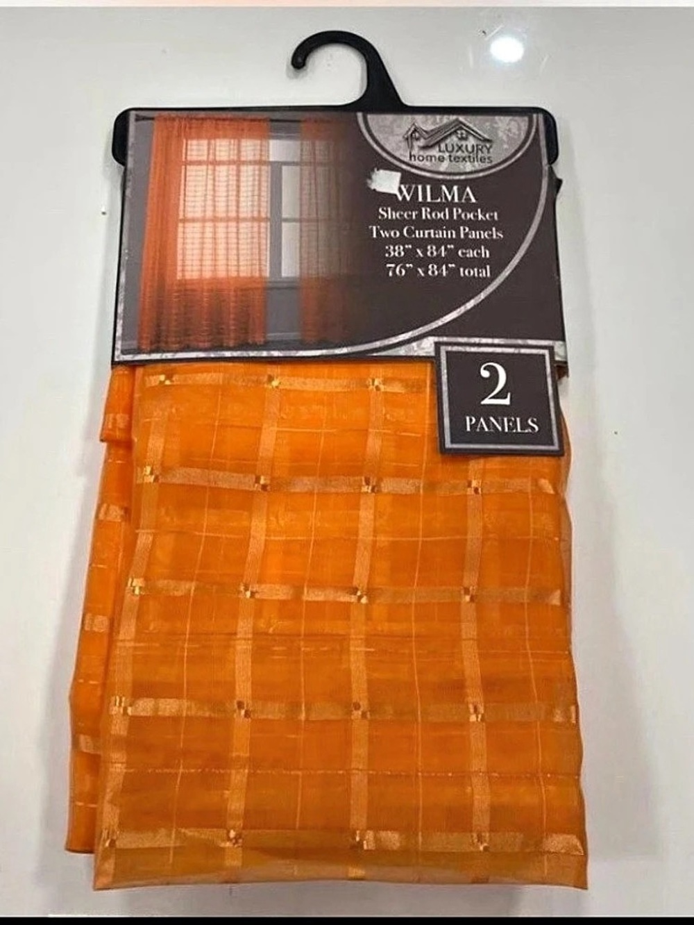 Luxury Home Textiles Wilma Sheer Rod Pocket Two Curtain Panels Sheer Plaid
